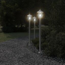 Berkfield Home Outdoor Floor Lamp Silver 120 cm Stainless Steel - thumbnail 3