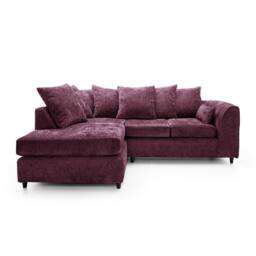 Furnishings For Less UK Monaco Chenille Fabric 3 to 4 Seater L Shaped Corner Sofa Left Hand Facing in Purple