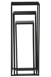 Orsina Nest of 3 Black Top Side Tables Set, Square End Tables for Home, Black Powder Coated Frame Bedside Tables - thumbnail 3