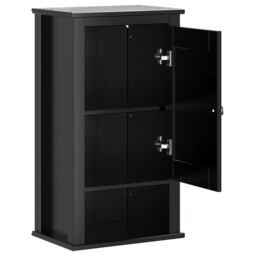 Berkfield Home Bathroom Wall Cabinet BERG Black 40x27x71.5 cm Solid Wood Pine - thumbnail 4