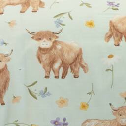 Portfolio Home Daisy Highland Cow Floral Duvet Cover Set With Pillow Case Bedding in Light Green - Size: Double - thumbnail 3