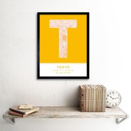 "Wee Blue Coo Wall Art Print Tokyo Japan City Map Modern Typography Stylish Letter Framed Word in Yellow - Size: W12"" x H16""" - thumbnail 2