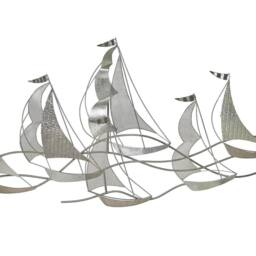 Wyld and Coco Silver Boats 3D Metal Wall Art - thumbnail 2