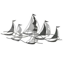 Wyld and Coco Silver Boats 3D Metal Wall Art - thumbnail 4