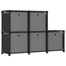 Berkfield Home 5-Cube Display Shelf with Boxes Black 103x30x72.5 cm Fabric