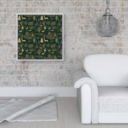 Warren Reed - Designer Green Christmas Woodlands Framed Canvas in Off-White - Size: w40 inch x h40 inch - thumbnail 2