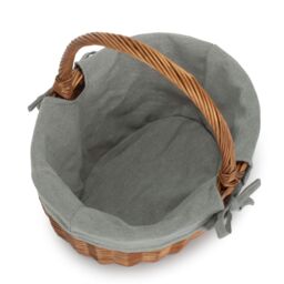 Red Hamper Cotton Lined Wicker Double Steamed Oval Shopping Basket in Grey - thumbnail 2