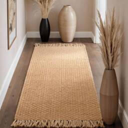 THE RUGS Fjord Reversible Handwoven Jute Rug Natural Gold Living Room in Beige - Size: 80 cm x 300 cm - thumbnail 3