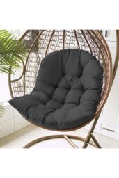 Living and Home 108 x 80cm Thick Hanging Egg Swing Chair Cushion in Black - Size: 108 x 80 cm - thumbnail 1