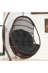 Living and Home 108 x 80cm Thick Hanging Egg Swing Chair Cushion in Black - Size: 108 x 80 cm - thumbnail 6