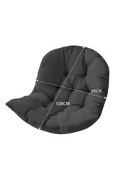 Living and Home 108 x 80cm Thick Hanging Egg Swing Chair Cushion in Black - Size: 108 x 80 cm - thumbnail 2