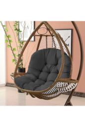 Living and Home 108 x 80cm Thick Hanging Egg Swing Chair Cushion in Black - Size: 108 x 80 cm - thumbnail 5