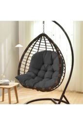 Living and Home 108 x 80cm Thick Hanging Egg Swing Chair Cushion in Black - Size: 108 x 80 cm - thumbnail 4