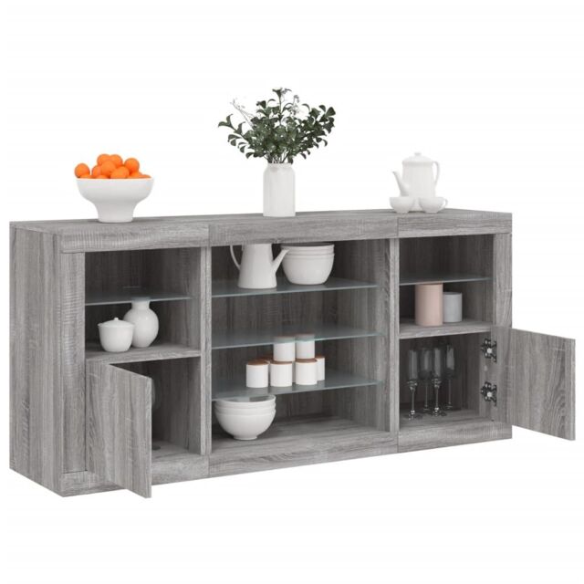 Berkfield Home Sideboard with LED Lights Grey Sonoma 142.5x37x67 cm - image 1