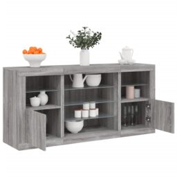 Berkfield Home Sideboard with LED Lights Grey Sonoma 142.5x37x67 cm - thumbnail 1