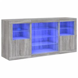 Berkfield Home Sideboard with LED Lights Grey Sonoma 142.5x37x67 cm - thumbnail 2