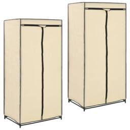 Berkfield Home Wardrobes 2 pcs Cream 75x50x160 cm in Beige - Size: 75 x 50 x 160 cm