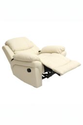 More4Homes Madison Bonded Leather Manual Recliner Sofa Home Lounge Chair in Cream - thumbnail 4