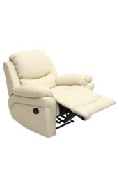 More4Homes Madison Bonded Leather Manual Recliner Sofa Home Lounge Chair in Cream - thumbnail 3