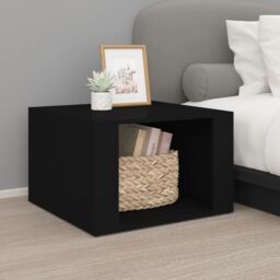 Berkfield Home Bedside Table Black 57x55x36 cm Engineered Wood - Size: 57 x 55 x 36 cm - thumbnail 1