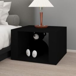 Berkfield Home Bedside Table Black 57x55x36 cm Engineered Wood - Size: 57 x 55 x 36 cm - thumbnail 3