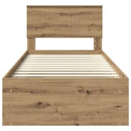 Berkfield Home Bed Frame Artisian Oak 90 x 200 cm Solid Pine Wood in Brown - thumbnail 7