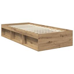 Berkfield Home Bed Frame Artisian Oak 90 x 200 cm Solid Pine Wood in Brown - thumbnail 5