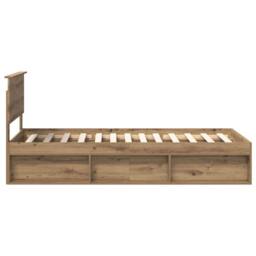 Berkfield Home Bed Frame Artisian Oak 90 x 200 cm Solid Pine Wood in Brown - thumbnail 8