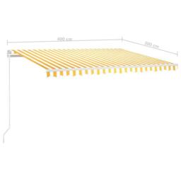 Berkfield Home Manual Retractable Awning with LED 400x300 cm Yellow & White - thumbnail 7
