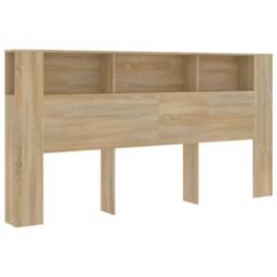 Berkfield Home Headboard Cabinet Sonoma Oak 200x18.5x104.5 cm in Light Brown - thumbnail 1