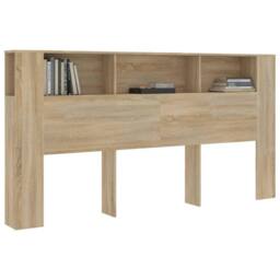 Berkfield Home Headboard Cabinet Sonoma Oak 200x18.5x104.5 cm in Light Brown - thumbnail 6