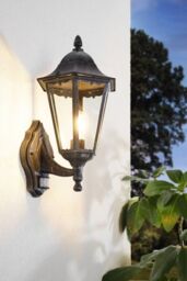 Eglo Navedo Clear Metal & Glass IP44 Outdoor Wall Light in Black - thumbnail 2