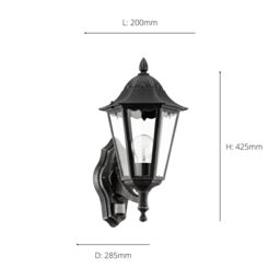 Eglo Navedo Clear Metal & Glass IP44 Outdoor Wall Light in Black - thumbnail 3