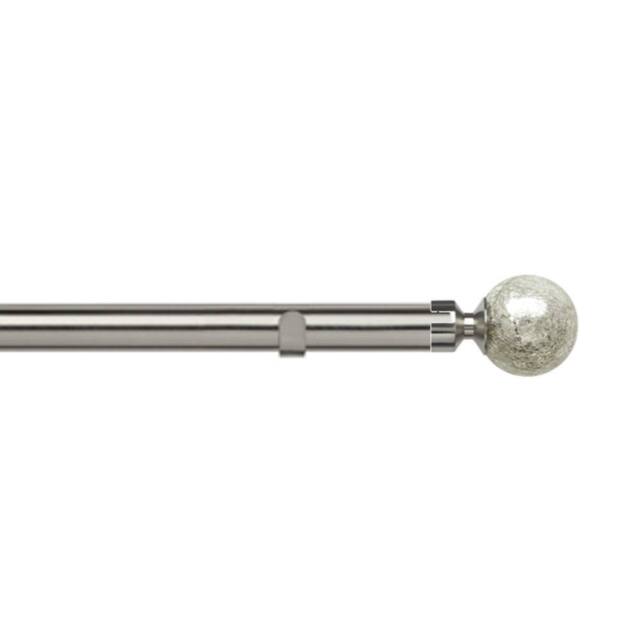 New Edge Blinds 28mm Fixed Length Metal Eyelet Curtain Pole Set - Empire Finial in Metallic Silver - Size: 50 cm - image 1