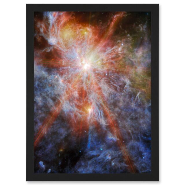 Artery8 NASA James Webb Telescope Massive Cluster Born N79 Framed Wall Art A4 in Black - image 1