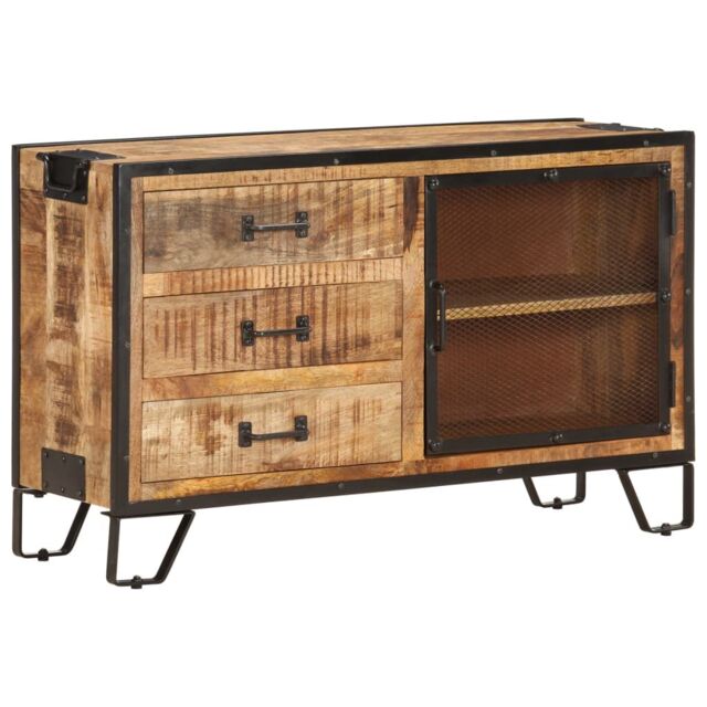 Berkfield Home Sideboard 100x31x60 cm Solid Rough Mango Wood in Brown - Size: 100 x 31 x 60 cm - image 1