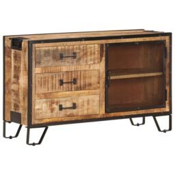 Berkfield Home Sideboard 100x31x60 cm Solid Rough Mango Wood in Brown - Size: 100 x 31 x 60 cm - thumbnail 1