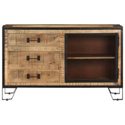 Berkfield Home Sideboard 100x31x60 cm Solid Rough Mango Wood in Brown - Size: 100 x 31 x 60 cm - thumbnail 2