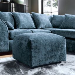 Abakus Direct Harriet Crushed Chenille Footstool in Dark Blue
