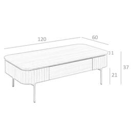 Angel Cerda Walnut Veneer Rectangular Coffee Table with Gold Legs in Brown - thumbnail 7