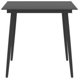 Berkfield Home Garden Dining Table Black 80x80x74 cm Steel & Glass - Size: 80 x 80 x 74 cm - thumbnail 2