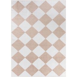 Livabliss Lilian-Washable White Brown Green Orange Geometric Diamond Pattern Living Rug in Light Brown - Size: 160 cm x 215 cm - thumbnail 2