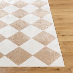 Livabliss Lilian-Washable White Brown Green Orange Geometric Diamond Pattern Living Rug in Light Brown - Size: 160 cm x 215 cm - thumbnail 5