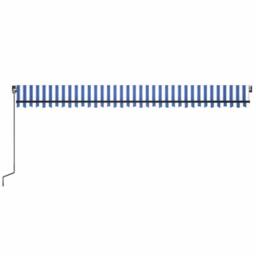 Berkfield Home Manual Retractable Awning with LED 600x350 cm Blue & White - thumbnail 4