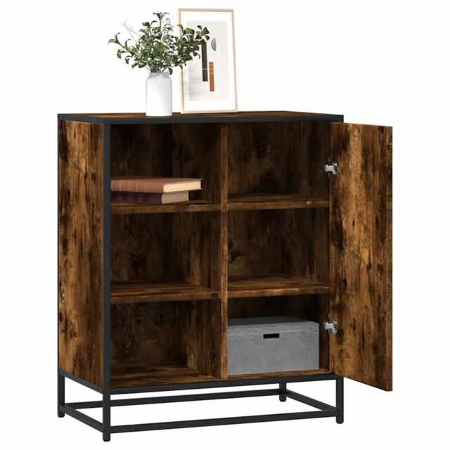 Berkfield Home Sideboard Smoked Oak 62x35x76 cm Engineered Wood in Brown - Size: 62 x 35 x 76 cm - image 1