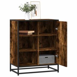 Berkfield Home Sideboard Smoked Oak 62x35x76 cm Engineered Wood in Brown - Size: 62 x 35 x 76 cm - thumbnail 1