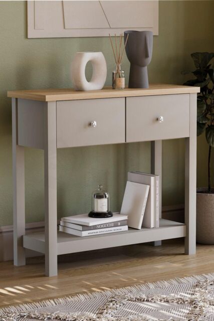 Home Discount Vida Designs Arlington 2 Drawer Console Table Storage Organizer in Grey - image 1