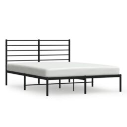 Berkfield Home Metal Bed Frame with Headboard Black 120x200 cm - Size: Small Double - thumbnail 2