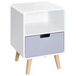 HOMCOM Scandinavian Nordic Style Bedside Table End Nightstand Lamp Desk in White - thumbnail 2