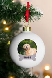 Personalised Memento Company Personalised Photo Upload Dog Christmas Bauble in White - thumbnail 3